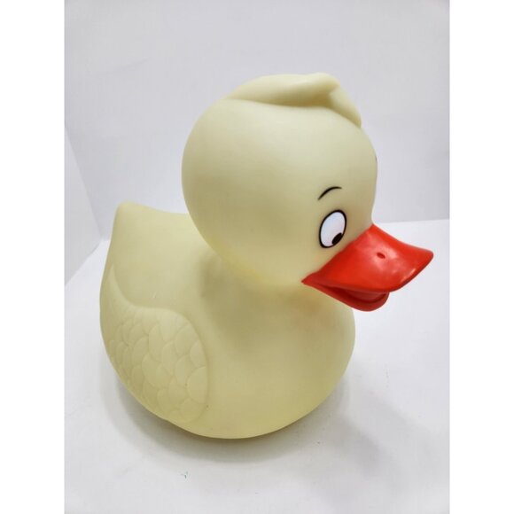 Vintage Prestige Giant 9" Tall 10" Long Pale Yellow Rubber Duck - Picture 2 of 11